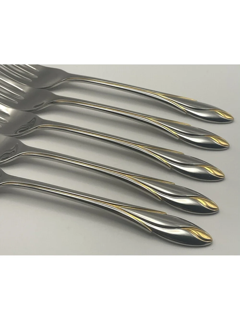 (5) Yamazaki IRIS GOLD Stainless 18/8 Japan Dinner Fork Lot ~ 7.75”